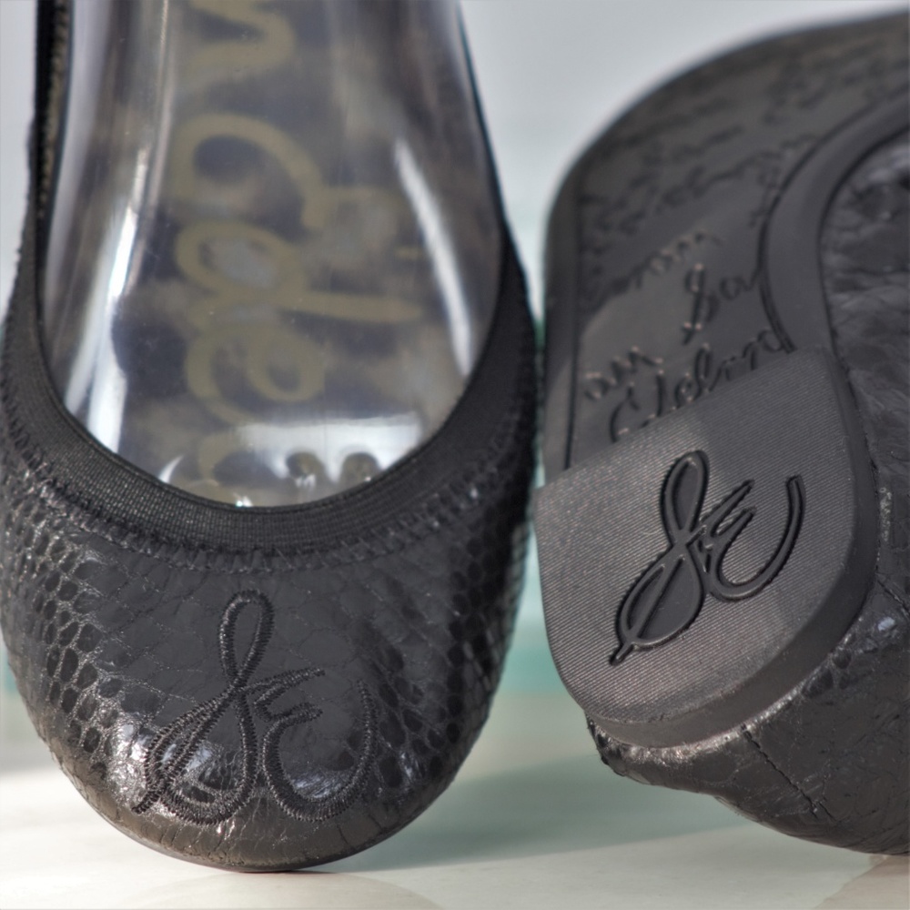 Sam Edelman 7.5 M Black Leather Snakeskin Ballet